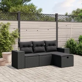 Gartensitzgruppe 4-teilig mit schwarzen Polstern aus synthetischem Rattan von , Gartensets - Ref: Foro24-3264371, Preis: 314,...