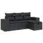 Juego de sofás jardín 4 pzas con cojines ratán sintético negro by , Garden sets - Ref: Foro24-3264371, Price: 314,38 €, Disco...