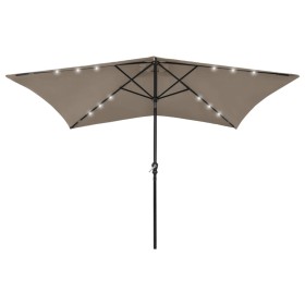Regenschirm mit LED und taupegrauer Stahlstange 2x3 m von vidaXL, Sonnenschirme - Ref: Foro24-313789, Preis: 76,25 €, Rabatt: %