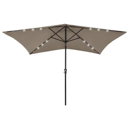 Regenschirm mit LED und taupegrauer Stahlstange 2x3 m von vidaXL, Sonnenschirme - Ref: Foro24-313789, Preis: 75,90 €, Rabatt: %