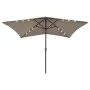 Umbrella with LED and taupe gray steel pole 2x3 m by vidaXL, Umbrellas - Ref: Foro24-313789, Price: 74,96 €, Discount: %