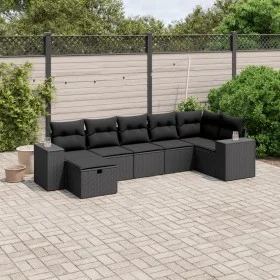 Garten-Essgruppe 7-teilig mit schwarzen Polstern aus synthetischem Rattan. von , Gartensets - Ref: Foro24-3264431, Preis: 516...
