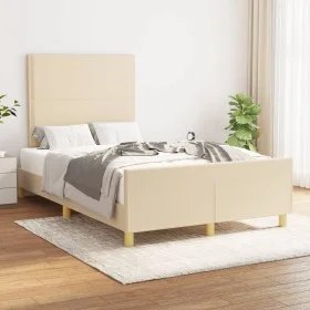Bed frame with cream-colored fabric headboard 120x200 cm by , Beds and slatted bases - Ref: Foro24-3124965, Price: 160,25 €, ...