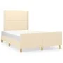 Bed frame with cream-colored fabric headboard 120x200 cm by , Beds and slatted bases - Ref: Foro24-3124965, Price: 160,25 €, ...