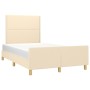 Bed frame with cream-colored fabric headboard 120x200 cm by , Beds and slatted bases - Ref: Foro24-3124965, Price: 162,32 €, ...