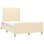 Bed frame with cream-colored fabric headboard 120x200 cm by , Beds and slatted bases - Ref: Foro24-3124965, Price: 160,25 €, ...