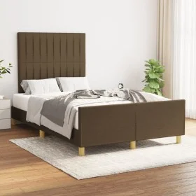 Bed frame with dark brown fabric headboard 120x200cm by , Beds and slatted bases - Ref: Foro24-3125206, Price: 152,21 €, Disc...