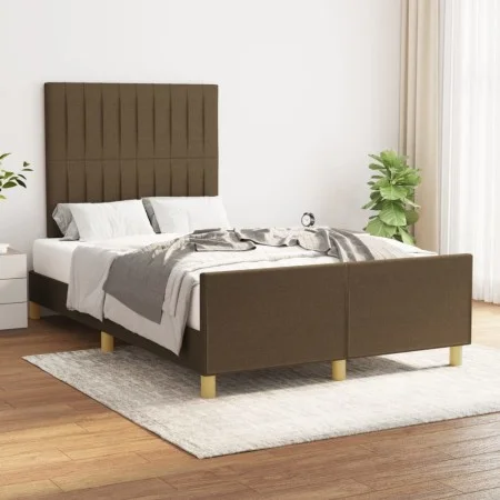 Bed frame with dark brown fabric headboard 120x200cm by , Beds and slatted bases - Ref: Foro24-3125206, Price: 152,21 €, Disc...