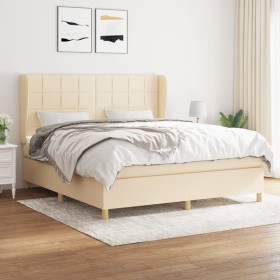 Box spring bed with cream-colored fabric mattress 160x200 cm by , Beds and slatted bases - Ref: Foro24-3128538, Price: 588,68...
