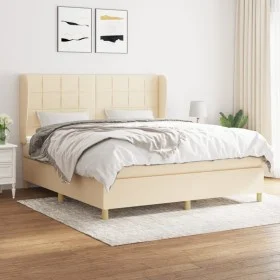 Box spring bed with cream-colored fabric mattress 160x200 cm by , Beds and slatted bases - Ref: Foro24-3128538, Price: 626,25...
