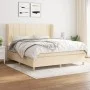 Cama box spring con colchón tela color crema 160x200 cm de , Camas y somieres - Ref: Foro24-3128538, Precio: 626,25 €, Descue...