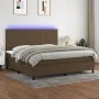 Cama box spring colchón luces LED tela marrón oscuro 200x200 cm de , Camas y somieres - Ref: Foro24-3134904, Precio: 650,94 €...