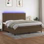 Cama box spring colchón luces LED tela marrón oscuro 200x200 cm de , Camas y somieres - Ref: Foro24-3134904, Precio: 652,55 €...
