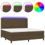 Cama box spring colchón luces LED tela marrón oscuro 200x200 cm de , Camas y somieres - Ref: Foro24-3134904, Precio: 650,94 €...