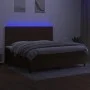 Cama box spring colchón luces LED tela marrón oscuro 200x200 cm de , Camas y somieres - Ref: Foro24-3134904, Precio: 650,94 €...