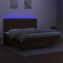Cama box spring colchón luces LED tela marrón oscuro 200x200 cm de , Camas y somieres - Ref: Foro24-3134904, Precio: 652,55 €...