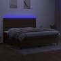 Boxspring-Bett mit LED-Lichtern, dunkelbraunem Stoff, 200x200 cm. von , Betten und Lattenroste - Ref: Foro24-3134984, Preis: ...