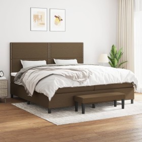 Box spring bed with dark brown fabric mattress 200x200 cm by , Beds and slatted bases - Ref: Foro24-3136624, Price: 741,11 €,...