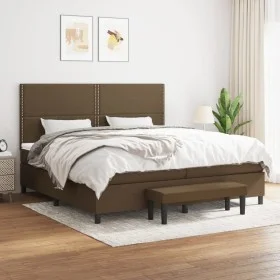 Box spring bed with dark brown fabric mattress 200x200 cm by , Beds and slatted bases - Ref: Foro24-3136624, Price: 741,63 €,...