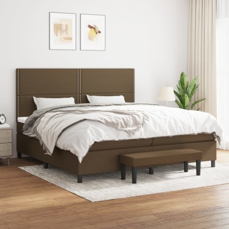 Box spring bed with dark brown fabric mattress 200x200 cm by , Beds and slatted bases - Ref: Foro24-3136624, Price: 741,11 €,...
