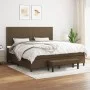 Cama box spring con colchón tela marrón oscuro 200x200 cm de , Camas y somieres - Ref: Foro24-3136624, Precio: 741,79 €, Desc...