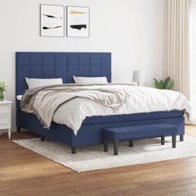 Box spring bed with blue fabric mattress 160x200 cm by , Beds and slatted bases - Ref: Foro24-3136611, Price: 572,96 €, Disco...