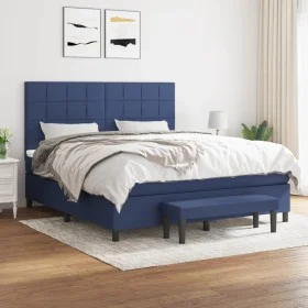 Box spring bed with blue fabric mattress 160x200 cm by , Beds and slatted bases - Ref: Foro24-3136611, Price: 593,20 €, Disco...