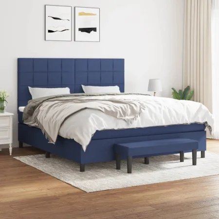 Box spring bed with blue fabric mattress 160x200 cm by , Beds and slatted bases - Ref: Foro24-3136611, Price: 593,20 €, Disco...
