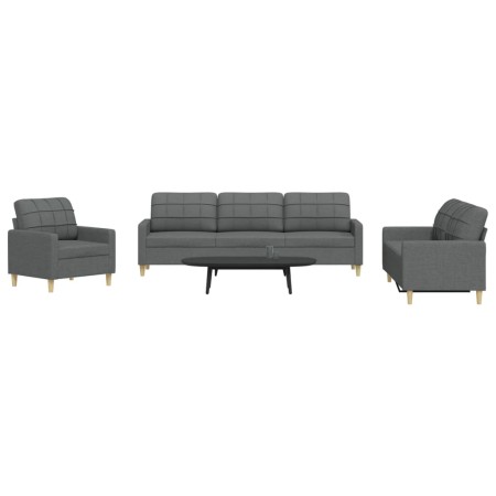 Juego de sofás 3 piezas tela gris oscuro by , Sofas - Ref: Foro24-3278288, Price: 625,41 €, Discount: %