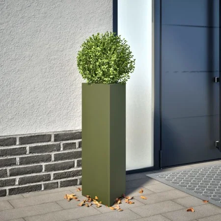 Jardineras triangulares 2 uds acero verde oliva 30x26x75 cm by , Pots and planters - Ref: Foro24-851150, Price: 83,02 €, Disc...