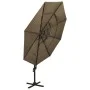 Sombrilla de 4 niveles con poste de aluminio gris taupe 3x3 m de vidaXL, Sombrillas - Ref: Foro24-313831, Precio: 193,04 €, D...