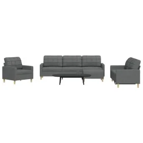 4-piece dark gray fabric sofa set with ottoman by , Sofas - Ref: Foro24-3278296, Price: 637,46 €, Discount: %