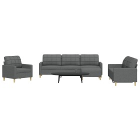 Sofagarnitur mit Fußhocker, 4-teilig, dunkelgraues Stoff von , Sofas - Ref: Foro24-3278296, Preis: 679,89 €, Rabatt: %