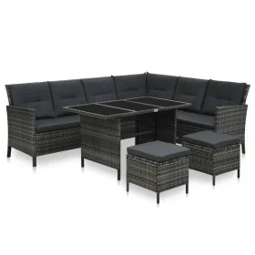 4-piece garden furniture set with gray synthetic rattan cushions by , Garden sets - Ref: Foro24-48143, Price: 707,73 €, Disco...