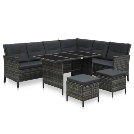 4-piece garden furniture set with gray synthetic rattan cushions by , Garden sets - Ref: Foro24-48143, Price: 707,73 €, Disco...