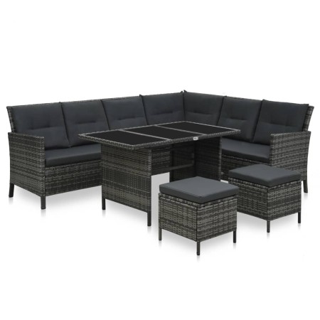 Gartenmöbel-Set 4-teilig mit grauen Polstern aus synthetischem Rattan von , Gartensets - Ref: Foro24-48143, Preis: 778,86 €, ...
