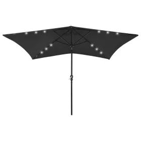 Regenschirm mit LED und schwarzem Stahlmast 2x3 m von vidaXL, Sonnenschirme - Ref: Foro24-313792, Preis: 66,01 €, Rabatt: %