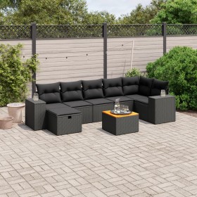 Garden sofa set 8 pieces and black synthetic rattan cushions by , Garden sets - Ref: Foro24-3265178, Price: 529,83 €, Discoun...