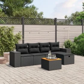 Set de sofás de jardín 6 piezas y cojines ratán sintético negro de , Conjuntos de jardín - Ref: Foro24-3265164, Precio: 400,4...