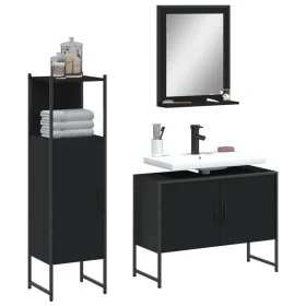 Dreiteiliges Badezimmermöbelset aus schwarzer Sperrholz. von , Badezimmermöbel - Ref: Foro24-3214349, Preis: 153,56 €, Rabatt: %