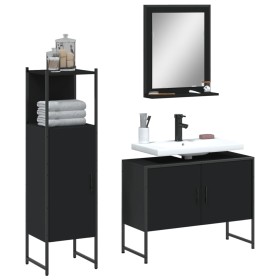 Dreiteiliges Badezimmermöbelset aus schwarzer Sperrholz. von , Badezimmermöbel - Ref: Foro24-3214349, Preis: 151,10 €, Rabatt: %