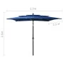 3-tier umbrella with azure blue aluminum pole 2.5x2.5 m by vidaXL, Umbrellas - Ref: Foro24-313843, Price: 75,17 €, Discount: %