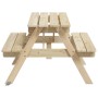 Mesa de picnic para 4 niños agujero para sombrilla madera abeto by , Garden tables - Ref: Foro24-4008983, Price: 78,32 €, Dis...