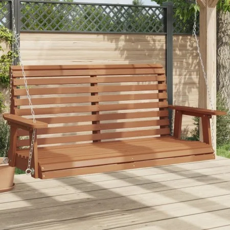 Banco columpio jardín con cadenas de metal madera abeto marrón by , Garden rockers - Ref: Foro24-4008981, Price: 176,73 €, Di...