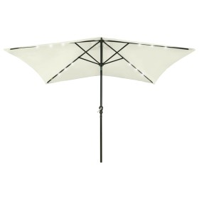 Sombrilla con LED y poste de acero arena 2x3 m de vidaXL, Sombrillas - Ref: Foro24-313787, Precio: 66,96 €, Descuento: %