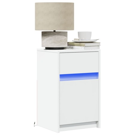 Nachttische mit LED-Lichtern 2 Stück weißes Ingenieurholz von , Nachttische - Ref: Foro24-851999, Preis: 79,36 €, Rabatt: %
