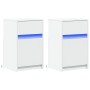 Mesitas de noche con luces LED 2 uds madera ingeniería blanca by , Nightstands - Ref: Foro24-851999, Price: 79,40 €, Discount: %