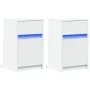 Mesitas de noche con luces LED 2 uds madera ingeniería blanca by , Nightstands - Ref: Foro24-851999, Price: 78,40 €, Discount: %