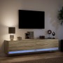 Mueble de TV de pared con LED roble Sonoma 180x31x38 cm de , Muebles TV - Ref: Foro24-3307949, Precio: 153,84 €, Descuento: %