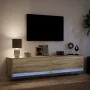 Mueble de TV de pared con LED roble Sonoma 180x31x38 cm de , Muebles TV - Ref: Foro24-3307949, Precio: 146,47 €, Descuento: %